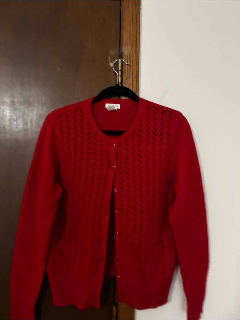 St. John's Bay Red Openwork Button-Front Cardigan